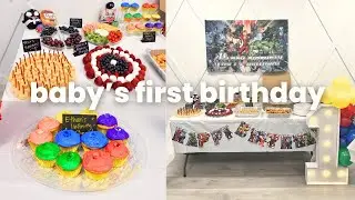 baby's first birthday: avengers themed | diy decor, themed food, prep & party | vlog