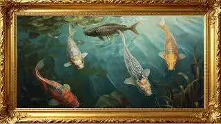 Gentle Water Flow &ndash; 4K Pond Fish Oil Painting Wallpaper for TV Display | 4K Frame TV Art