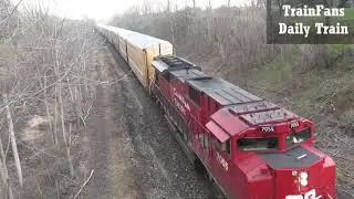 Autoracks Train CPKC 234 With CP 7055 Locomotive At Denfield Road Bridge