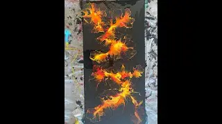 24x48 Large Canvas - Vibrant, Fiery Acrylic Pouring