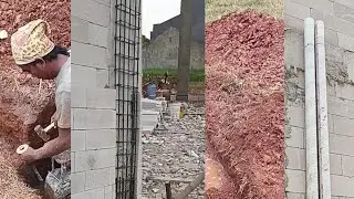 HOME BUILDING : Soil Leveling , making the lines , construction wall column , piping #house#home