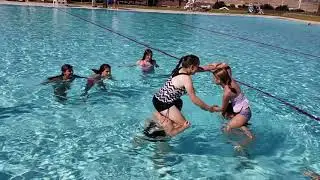 Bella Chicken Fighting in Pool Bday