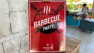 Dream fun world hotel. BBQ party during lunch at the main pool