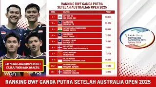 RANKING BWF GANDA PUTRA SETELAH AUSTRALIA OPEN 2025. RAYMOND/JOAQUIN MEROKET TAJAM #rankingbwf2025