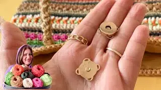 How to sew magnetic buttons to a crochet bag