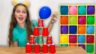 Balloon Pop Challenge - surprise or action | Kids Videos | Sisters Stories by Dasha and Kira