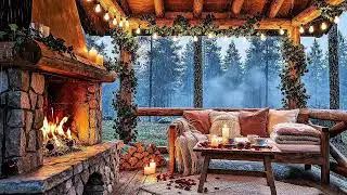 Valentine’s Day Cozy Porch Jazz 💕🎶 Smooth Jazz, Fireplace & Rain Sounds for Relax