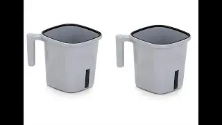 Square Mug Plastic Bath Mug Set of 2 Pcs Durable Long Lasting Quality, Bathroom Set