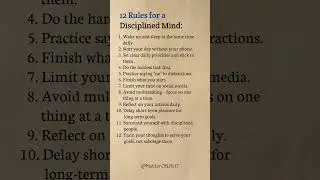 12 Rules for a Disciplined Mind: | #tricks#psychology#quotes #selfimprovement#shorts #motivation