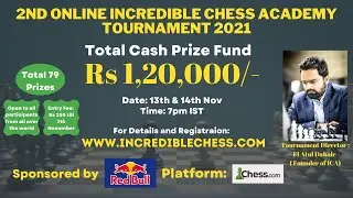 Redbull Rs 1,20,000 Cash Prize 2nd Online ICA Tournament on Chess.com All details!