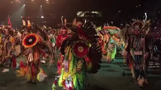 Friday afternoon grand entry at NICE pow wow 2018