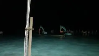 excavator running in sea working maldives ocean#MachinePower#IslandConstructionr#marineconstruction