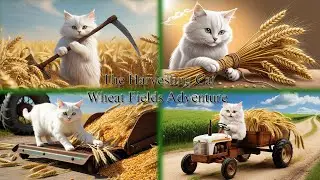 🌾🐱 The Harvesting Cat  Wheat Fields Adventure! 🚜✨#FarmLife 🌻#HarvestingCat 🐱 #catlovers 🥰#catnoises