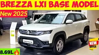 NEW MARUTI SUZUKI BREZZA LXI BASE MODEL 2025 Updated🔥BREZZA Base Model Offers, Price ✅️ #brezza2025