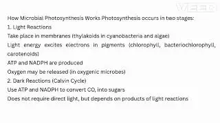 Microbial Photosynthesis