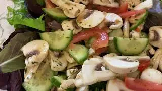Fresh Mushroom Salad with Cucumber,Tomato, baby Lettuce With exotic dressing