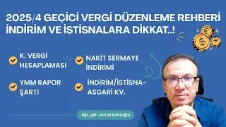 2025/4 TÜM DETAYLAR: İNDİRİM/İSTİSNA-ASGARİ KV. HESAPLAMASI, NAKİT SERMAYE İNDİRİMİ/YMM RAPOR ŞARTI