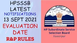 HPSSSB Latest Notification 13 Sept 2021 Just updated now | Evaluation & R&P Rules @SuccessEducator