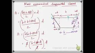 Derivation for most economical trapezoidal channel section