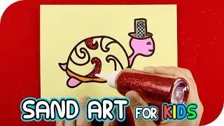 Turtle Sand Painting Art with Glitters | Coloring Pages for Kids with Colored Sands