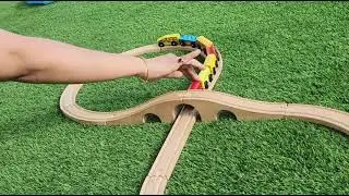 Build wooden model train | Trains for kids | Train track setup with tunnel