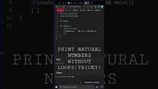 🔴How to print natural numbers without any loops 