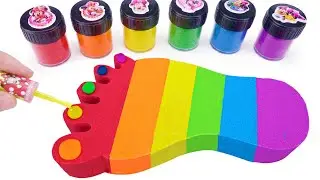 Satisfying Kinetic Sand Video 🌈 Making Rainbow Sand Foot with Cutting Crunchy Sound by Lollipop ASMR