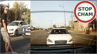 Kierowca białego Audi A3 atakuje innego kierowce #1589 Wasze Filmy
