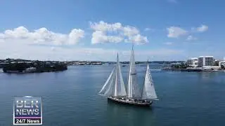 Aerial View of Spirit of Bermuda in Hamilton Harbour, Oct 8 2021