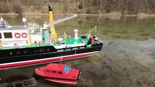 RC Modellboot Vermessungsschiff Robbe Norderney mit Peilboot Möwe / Drohne by Holger K.
