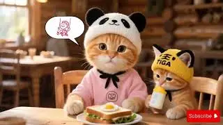 Dad Cat Cooks Breakfast While Mom Does the Laundry! 🐱🍳🧺❤️