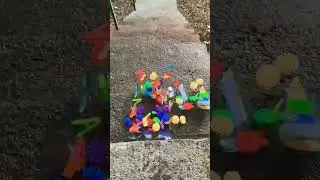 Rolling colorfull bottle on the stair#asmr #crus...