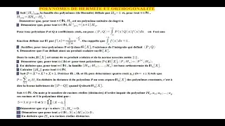 Problème Polynômes de Hermite  et orthogonalité Partie 1