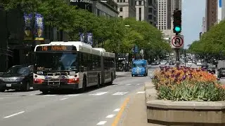 CTA Bus Action Around Michigan and Wacker Drive (Chicago's Magnificent Mile)
