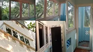 uPVC Balcony Covering Windows| 2 track 4 panel sliding Window Attachment Openable Door Installation