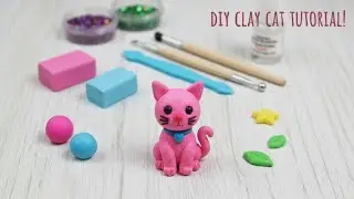 DIY miniature clay Cat 😺 cute polymer clay cat | tutorial step by step for beginners 🐾