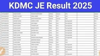KDMC JE Result 2025 Cut Off Marks, Merit List Pdf Download /KDMC Result for Civil, Mechanical