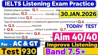 IELTS Listening Practice Test 2026 with Answers | Recent Exam - 30.01.2026
