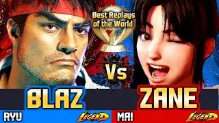 🔥 SF6 Ryu (Blaz vs Zane)🔥Mai Shiranui ▰ Street Fighter 6 Gameplay High Level