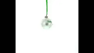Italian Flag and &ldquo;Italy&rdquo; Script with Crystal Accents on Frosted White Glass Ball Christmas Ornament