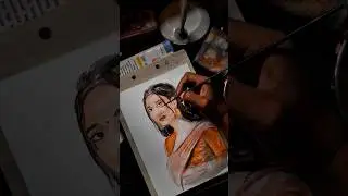 how to paint indian lady freehand 😱🥰 #painting #artist #drawing #shorts #viral