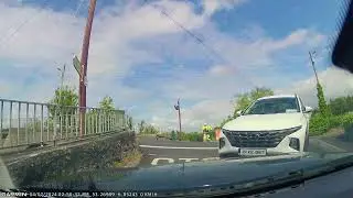 So close! Car takes a turn too wide  #dashcam #closecall