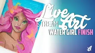 ART STREAM. Some girl in water, detailing  owo/ water color and acrylic painting