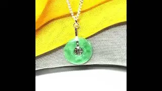 Real green round jade necklace sterling silver pendant, simply stunning