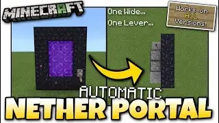 Minecraft Bedrock - AUTOMATIC NETHER PORTAL - 1 WIDE⚡ On & Off ⚡ Tutorial - PS4 / MCPE /Xbox /Switch