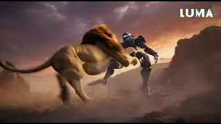 Lion vs Robot fight #lion #robot #fighting 