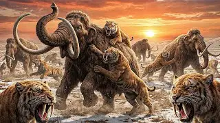 50 Mammoths vs 100 Sabertooth Tigers | Epic Prehistoric Battle | Cinematic Fight