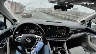 Touareg CR 2020 Self-Driving: ACC + Lane Assist + TJA Demo