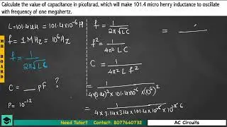 Calculate the value of capacitance in picofarad, which will make 101.4 micro henry inductance to osc