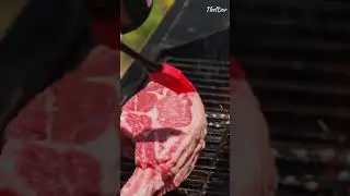 Grilling USDA Prime Beef Steak on fiery grill. #shorts